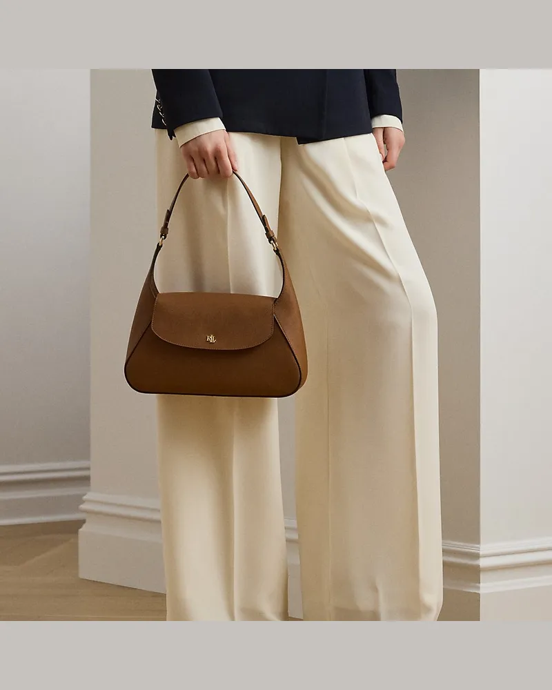 Ralph Lauren Mittelgroße Leder-Schultertasche Schylar Brown