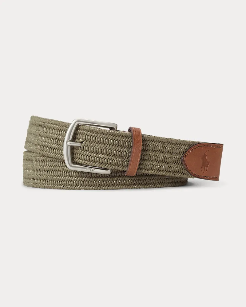 Ralph Lauren Flechtgürtel mit Lederbesatz Green