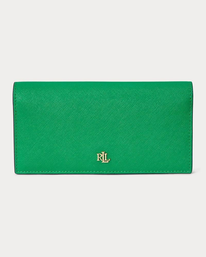 Ralph Lauren Schmale Brieftasche aus Schraffurleder Green