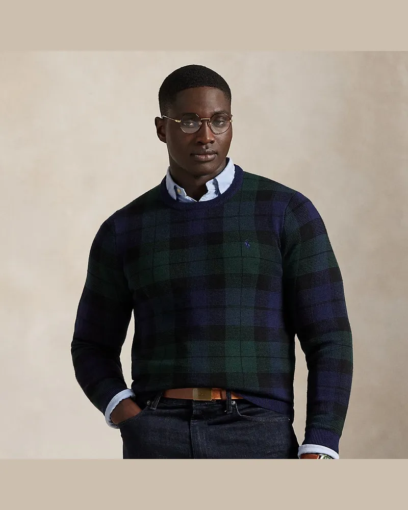Ralph Lauren Große Größen - Waschbarer Karo-Wollpullover Green