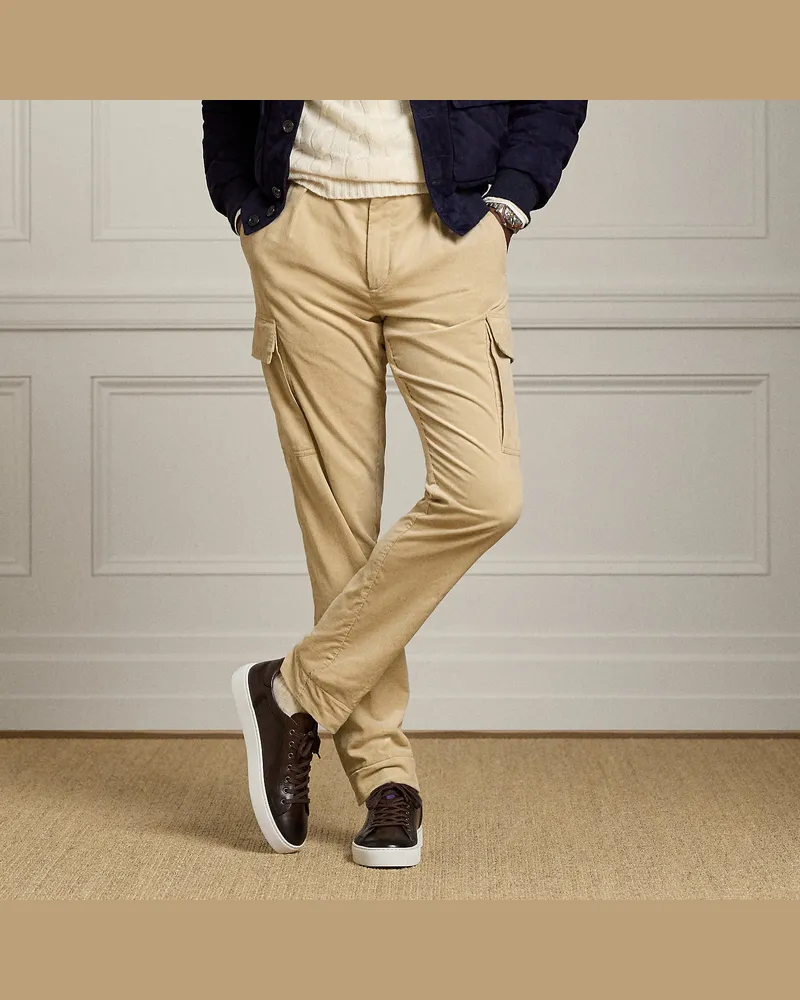 Ralph Lauren Handgeschneiderte Kordsamt-Cargo-Hose Tan