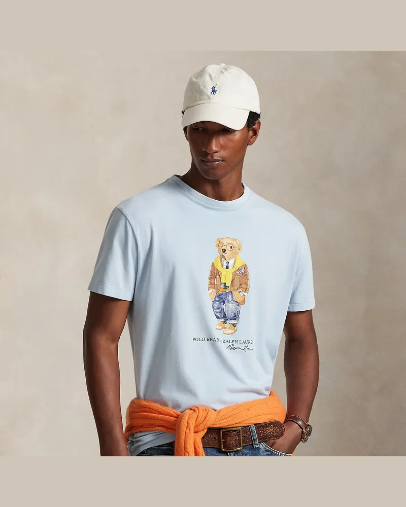 Ralph Lauren Custom-Slim-Fit T-Shirt mit Polo Bear Blue