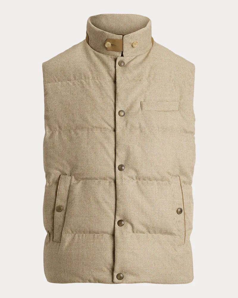 Ralph Lauren Daunenweste Whitwell aus Glencheck-Wolle Brown