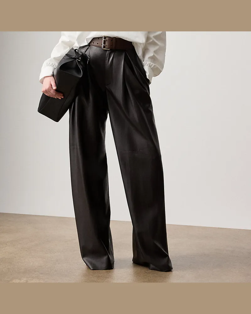 Ralph Lauren Hose Kelsie aus Lammleder Brown