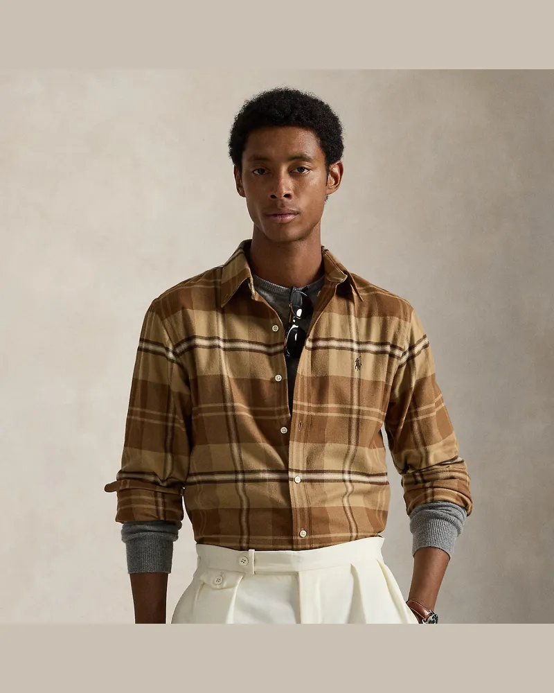 Ralph Lauren Custom-Fit Karo-Funktionshemd aus Twill Brown