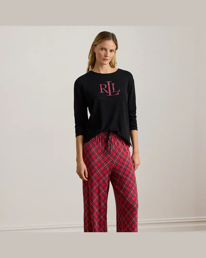 Ralph Lauren Karierter Pyjama aus Baumwollmischung Red