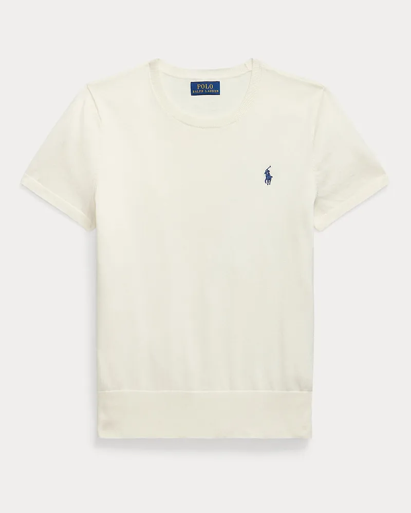Ralph Lauren Kurzarmpullover aus gekämmter Baumwolle Cream