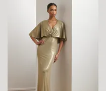 Cape-Abendkleid aus Metallic-Jersey