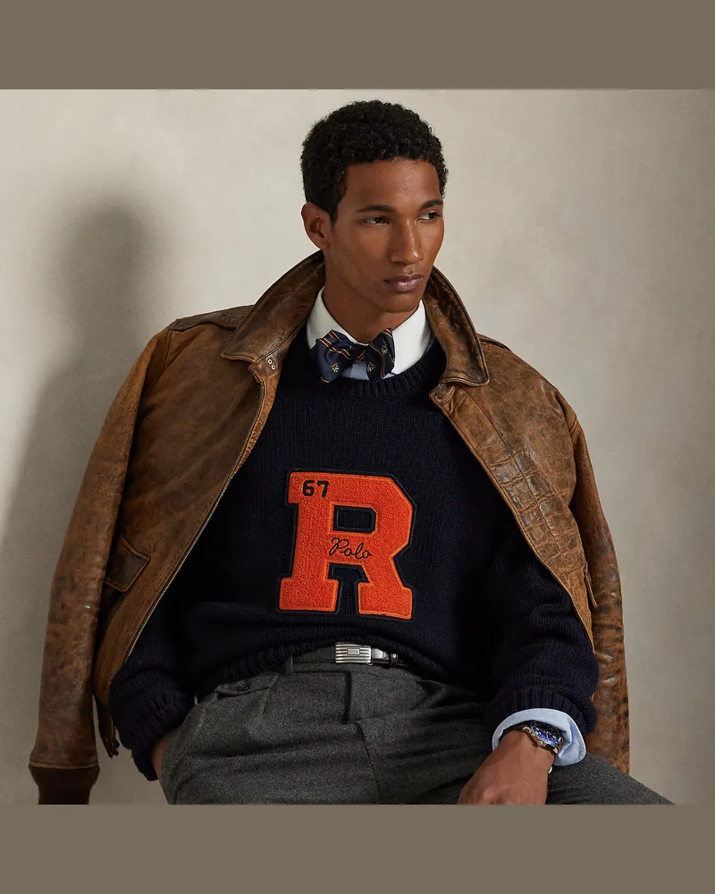 Ralph Lauren Vintage-Fit College-Pullover aus Wolle Blue