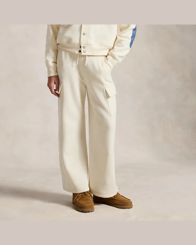 Ralph Lauren Fleece-Cargo-Jogginghose mit weitem Bein Cream