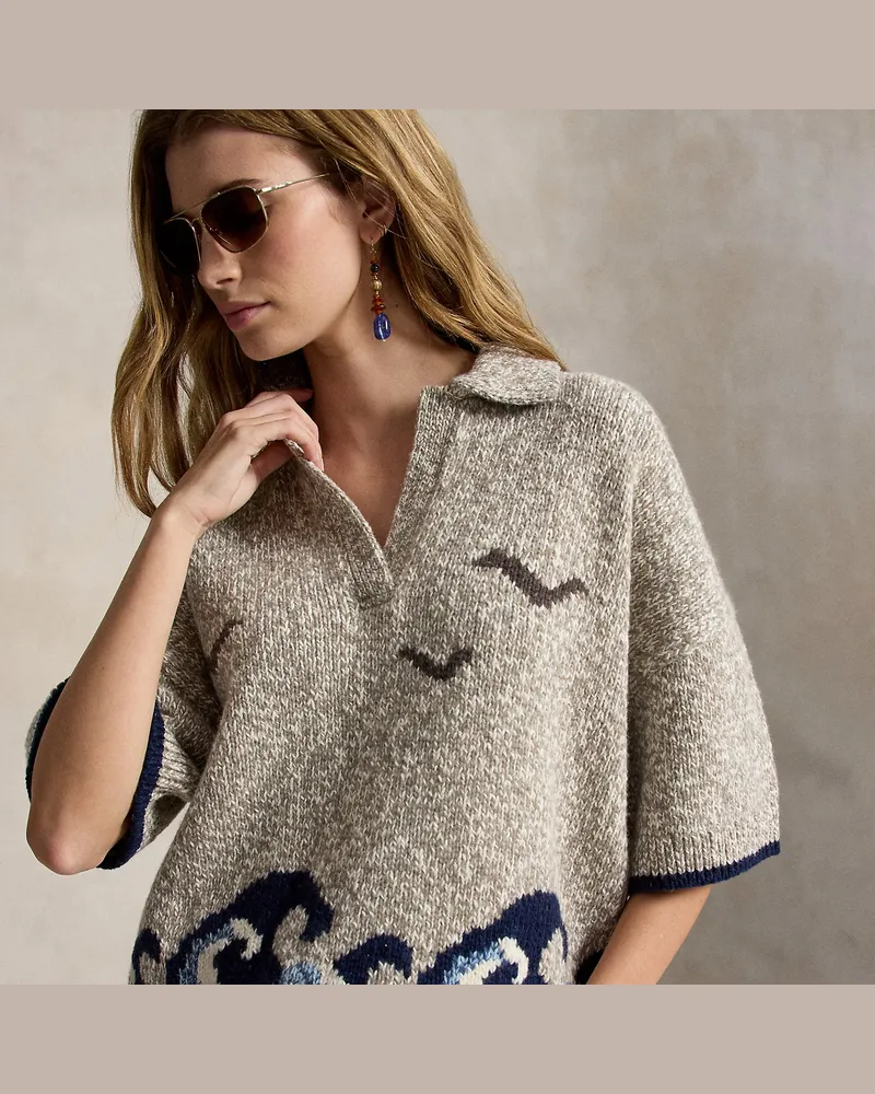 Ralph Lauren Pullover mit Wellenmotiv Natural
