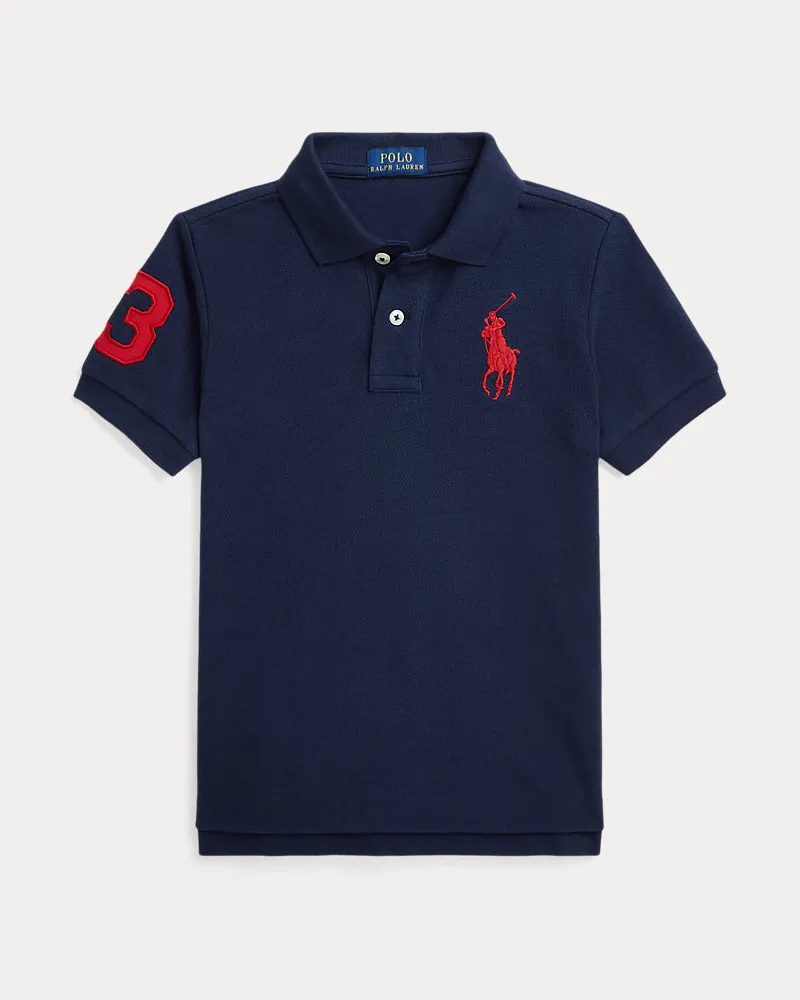 Ralph Lauren Baumwollpiqué-Poloshirt mit Big Pony Blue
