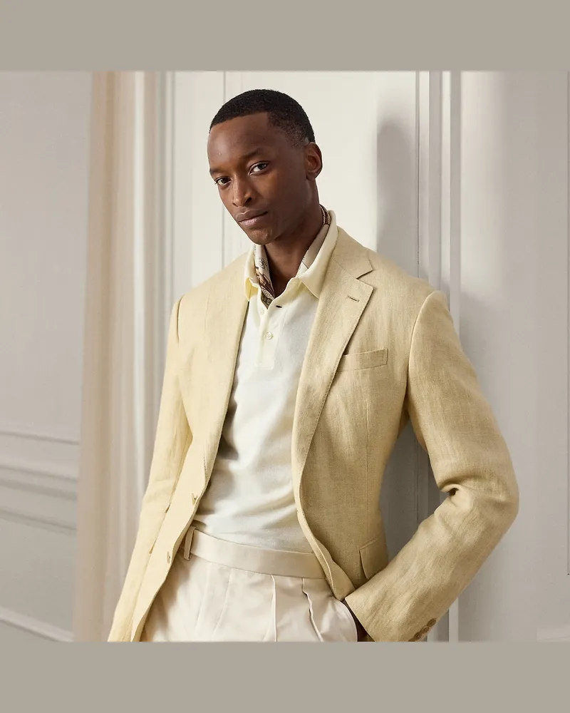 Ralph Lauren Handgeschneiderte Leinen-Anzugjacke Kent Tan