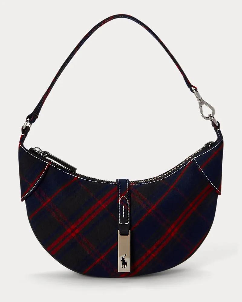 Ralph Lauren Karierte Mini-Schultertasche Polo ID Green