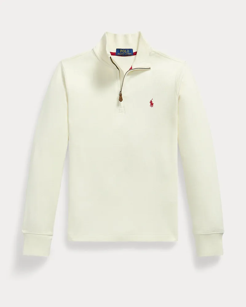 Ralph Lauren Rippenpullover mit Viertelreißverschluss Cream