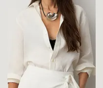 Silberfarbene Muschel-Lederhalskette