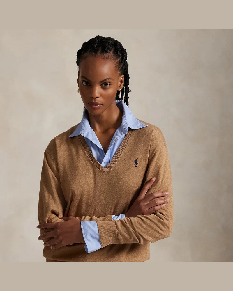 Ralph Lauren Pullover mit V-Ausschnitt Tan