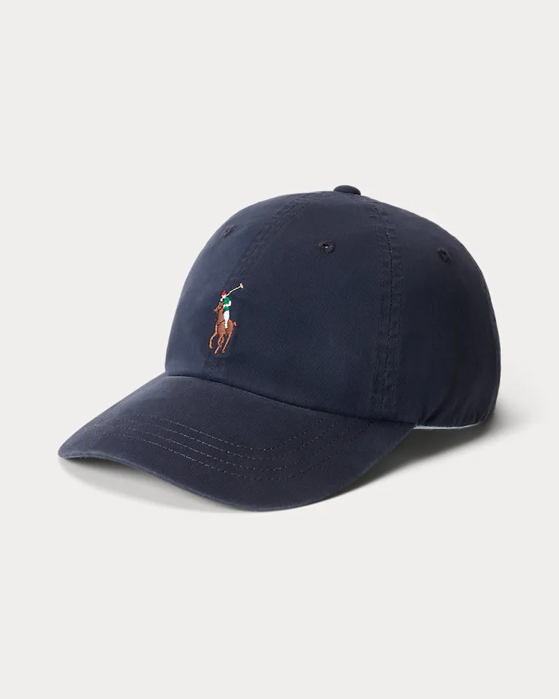 Ralph Lauren Baumwolltwill-Baseballkappe mit Pony Blue