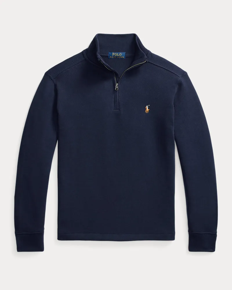 Ralph Lauren Gerippter Pullover mit Reißverschluss Blue