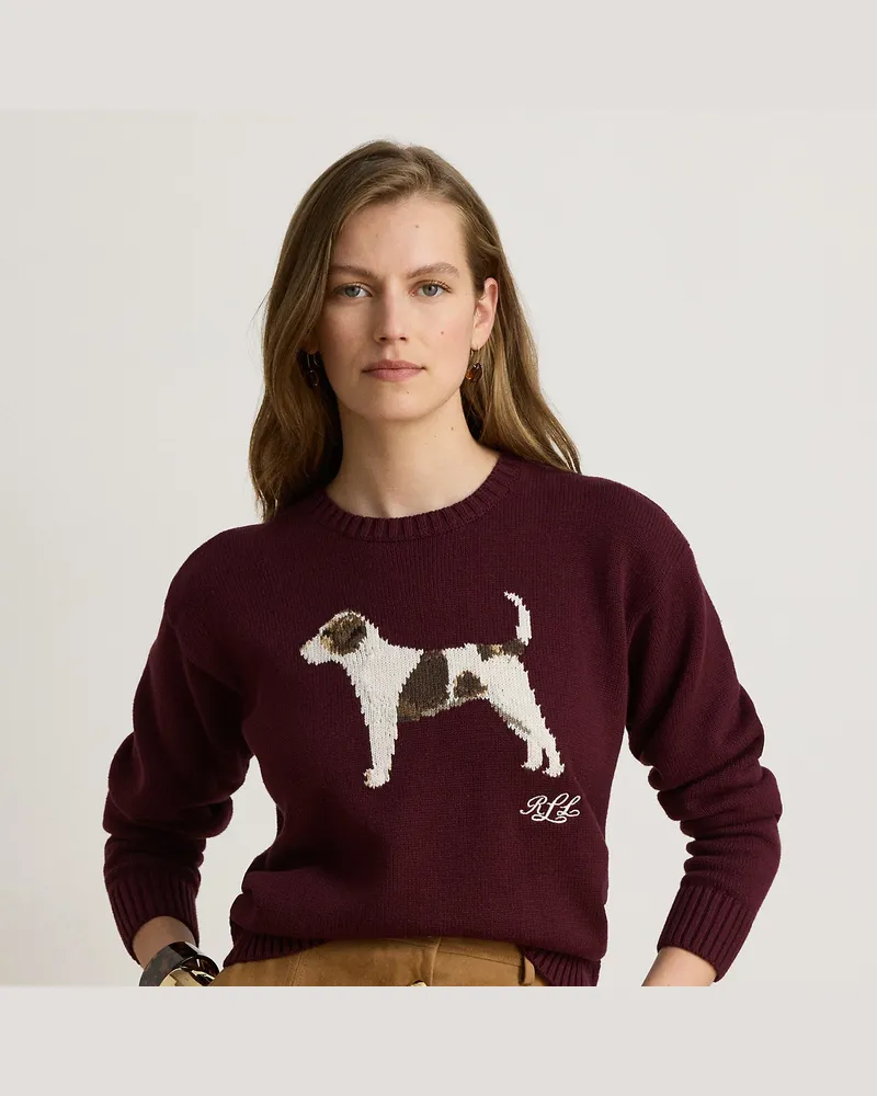 Ralph Lauren Baumwollpullover mit Intarsienstrickerei Red
