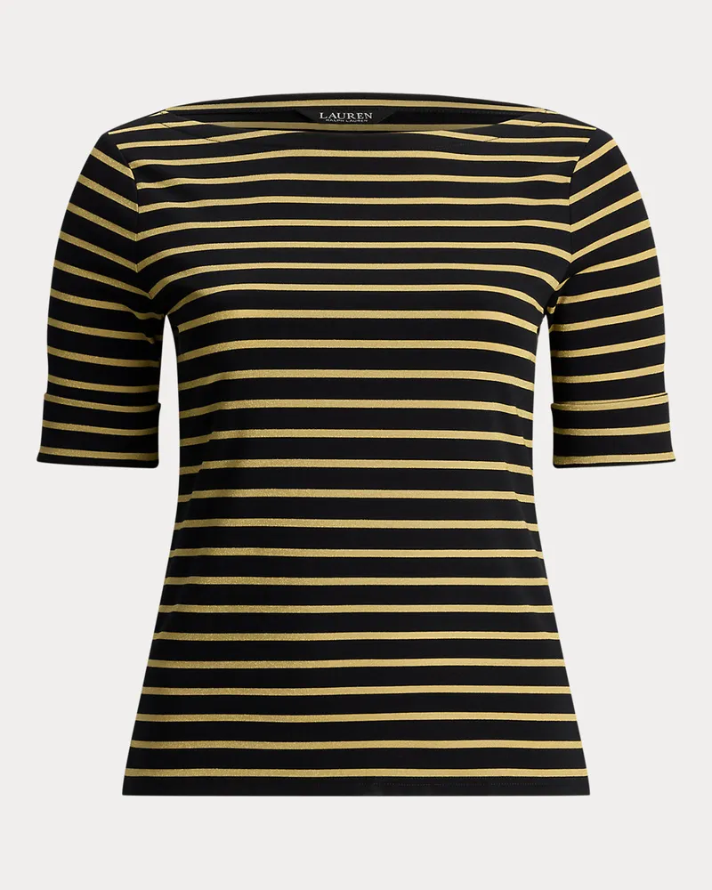 Ralph Lauren Plus Größen - T-Shirt mit Metallic-Streifenmuster Black