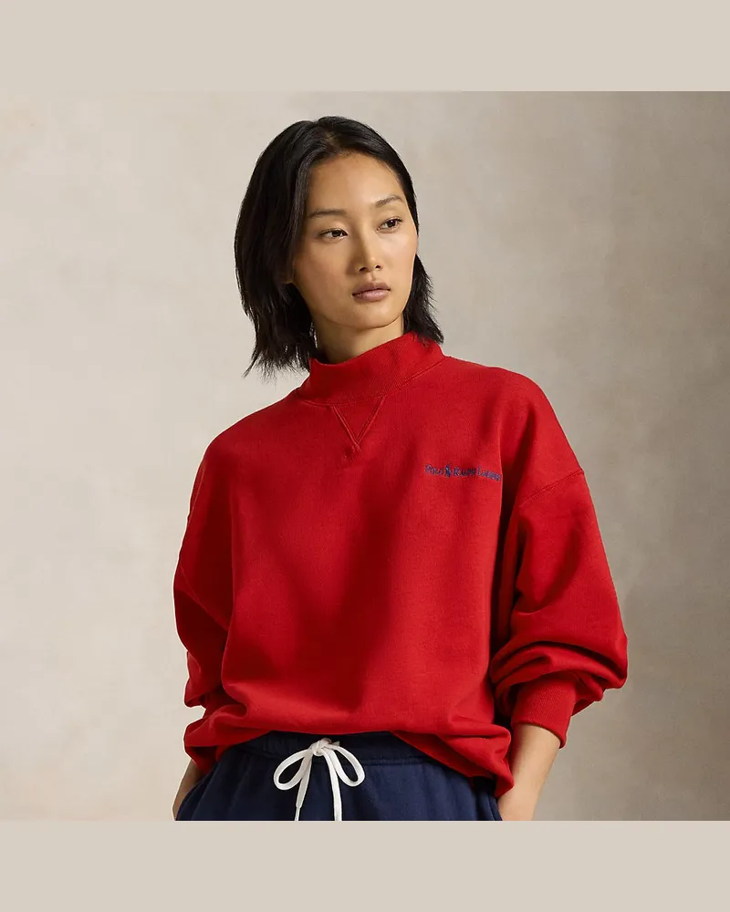 Ralph Lauren Sweatshirt mit Halbrollkragen und Logo Red