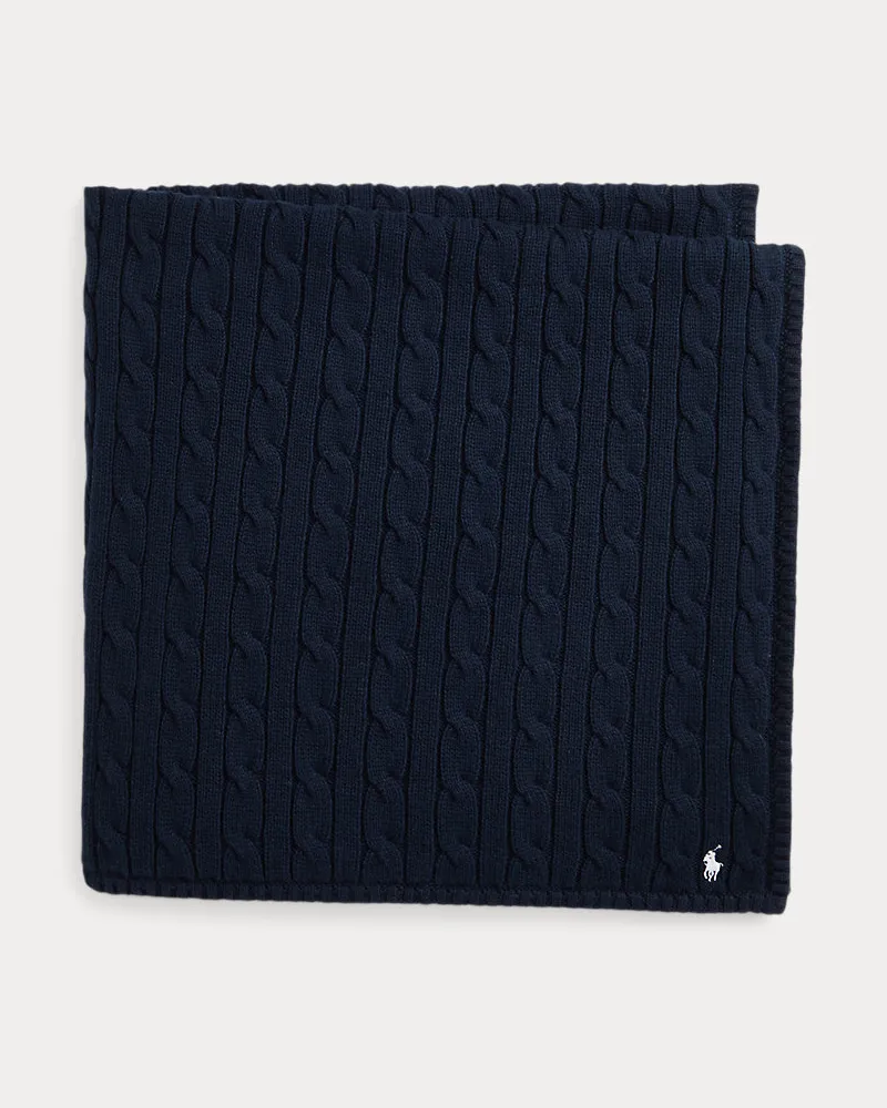 Ralph Lauren Baumwoll-Babydecke mit Zopfmuster Blue