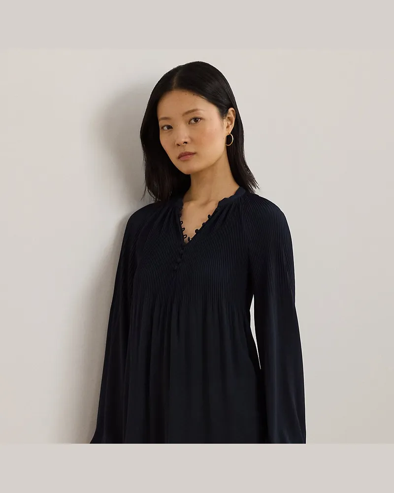 Ralph Lauren Plissierte Georgette-Bluse Blue