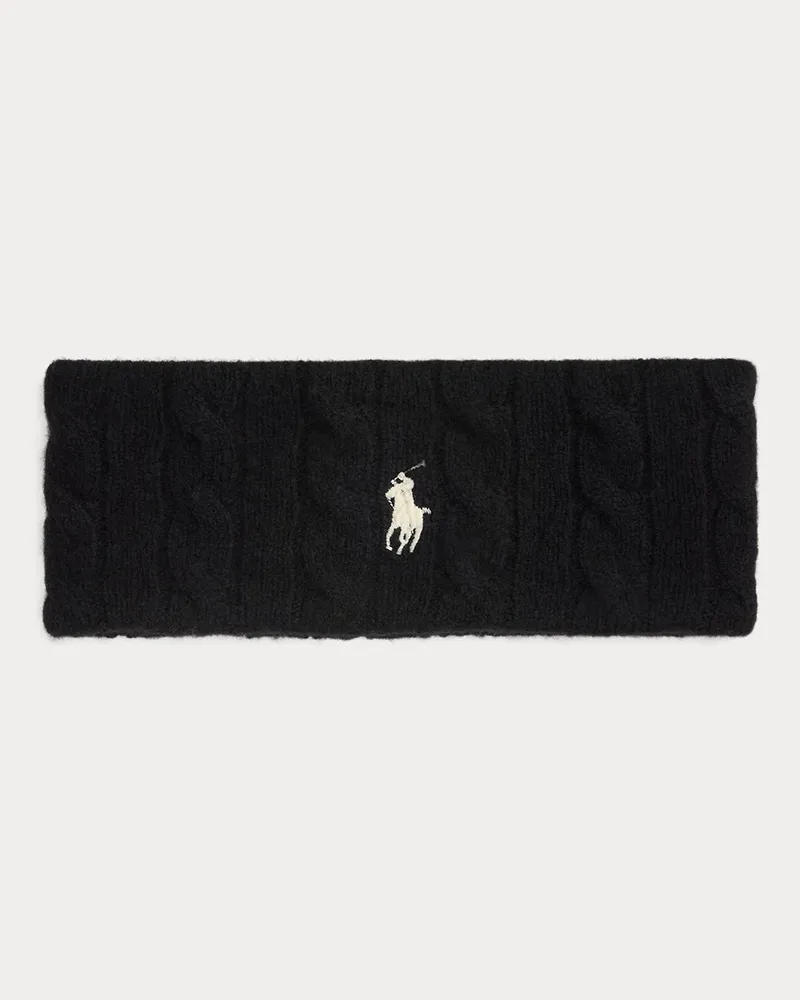 Ralph Lauren Woll-Kaschmir-Stirnband mit Zopfmuster Black