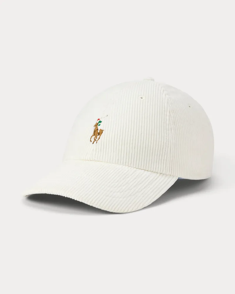 Ralph Lauren Baseballkappe aus Kordsamt White