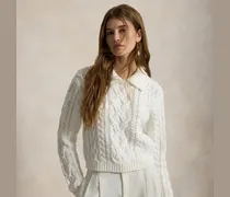 Aran-Strickpullover mit Polokragen