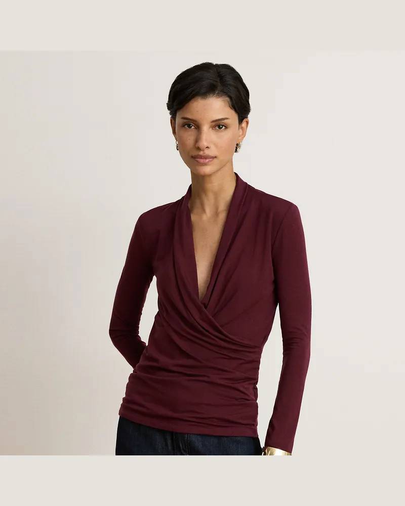 Ralph Lauren Oberteil mit überlappendem V-Ausschnitt Red
