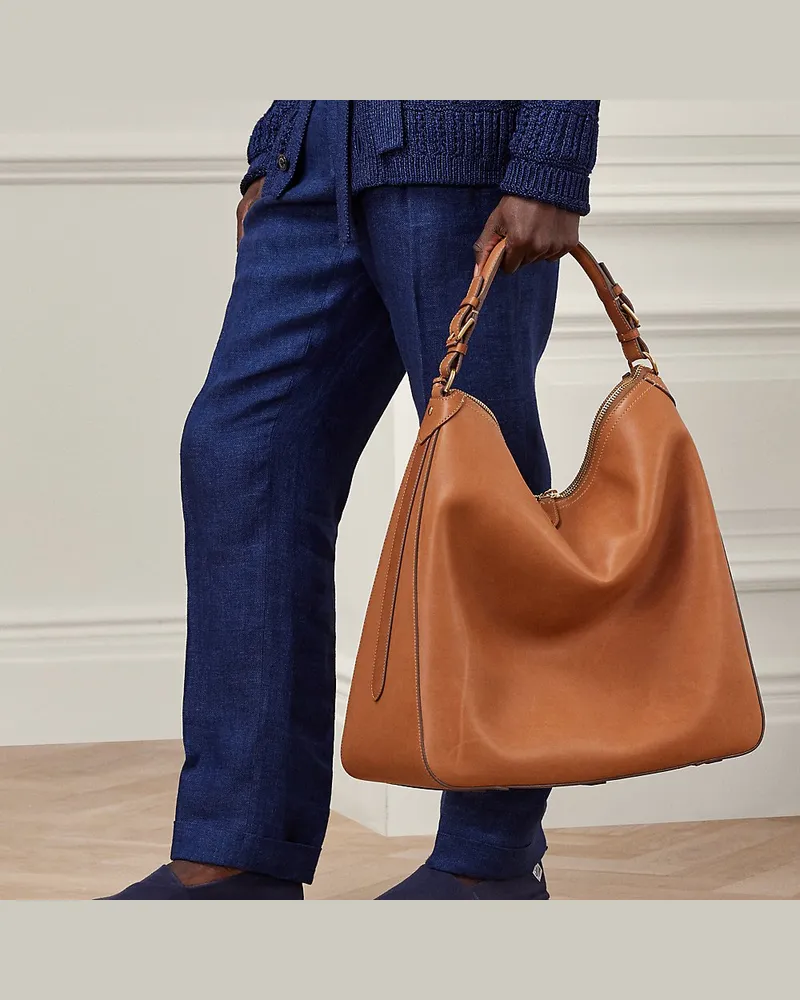 Ralph Lauren Schultertasche Bedford aus Kalbsleder Gold