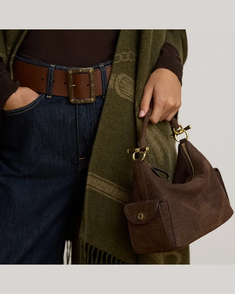 Ralph Lauren Kleine Schultertasche Blaike mit Prägung Brown