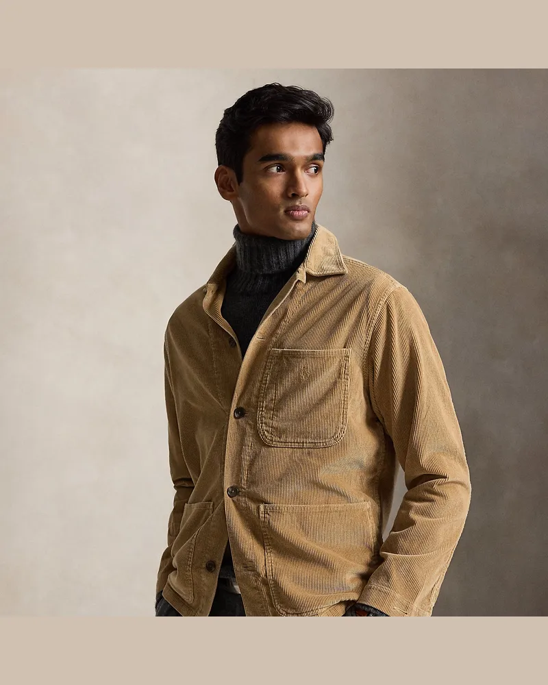 Ralph Lauren Utility-Hemdjacke aus Kordsamt Tan