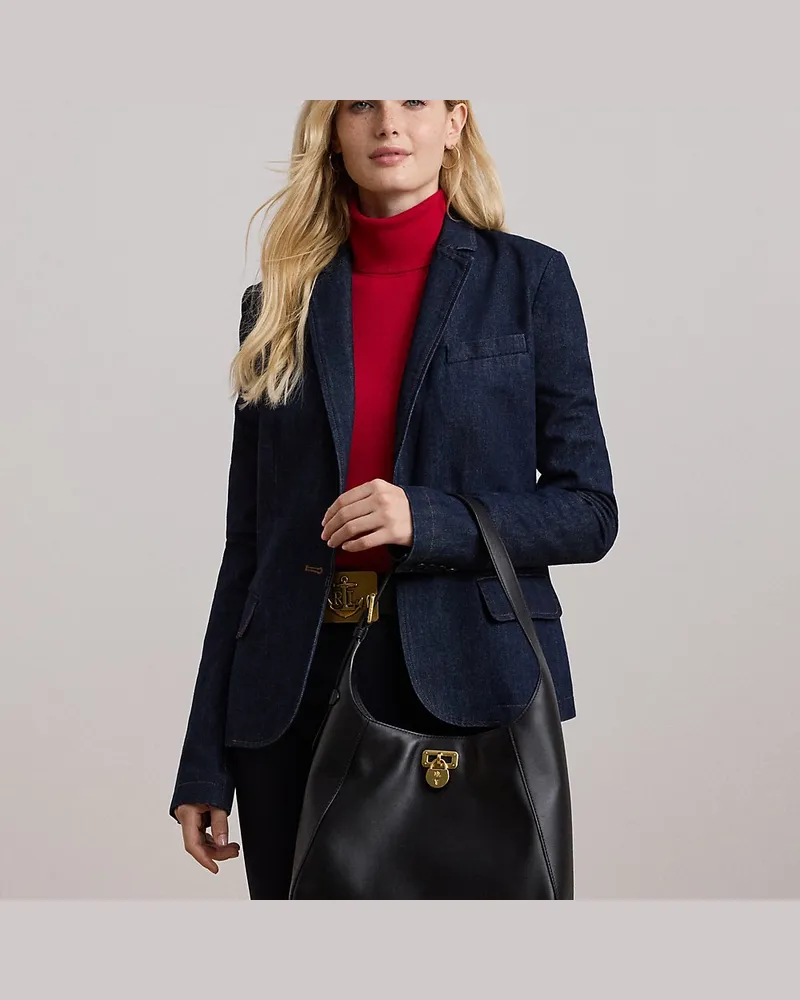 Ralph Lauren Große Schultertasche Tanner aus Leder Black