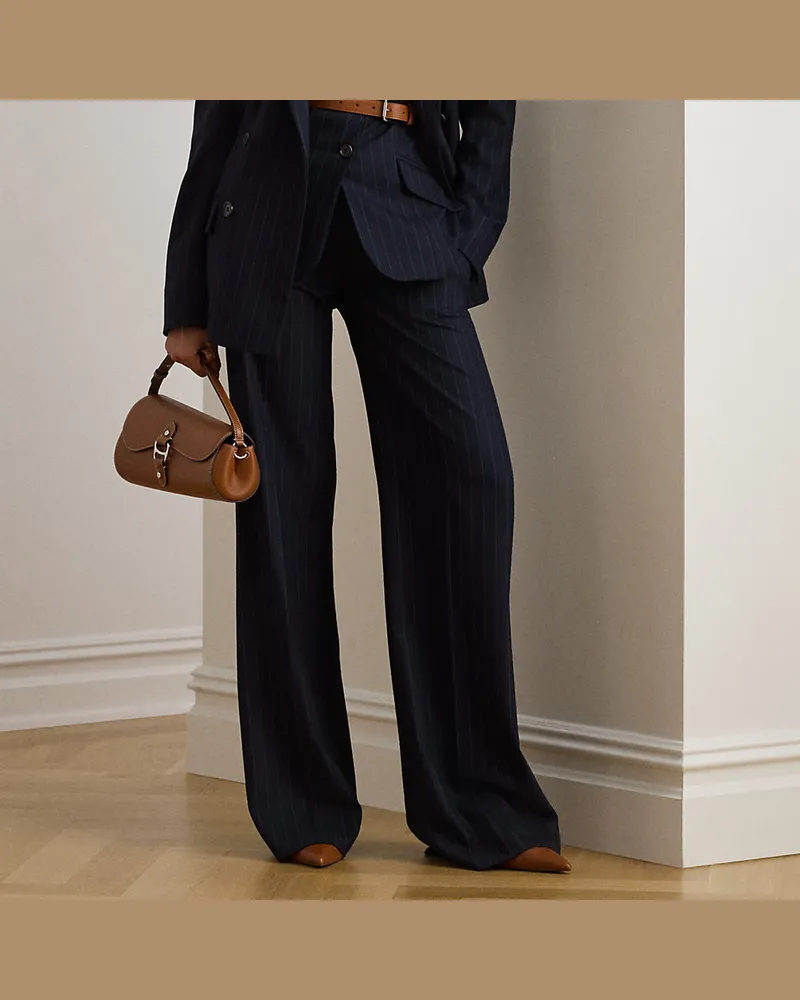Ralph Lauren Nadelstreifen-Twillhose mit weitem Bein Blue
