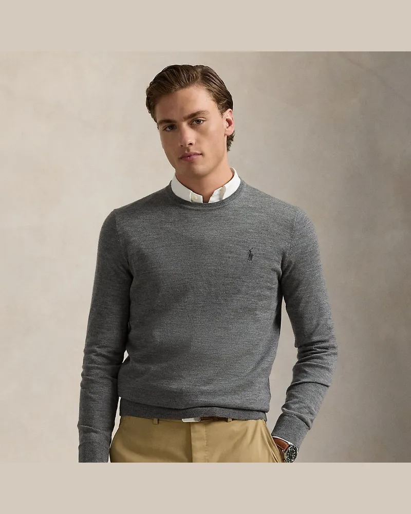 Ralph Lauren Slim-Fit Pullover aus waschbarer Wolle Grey