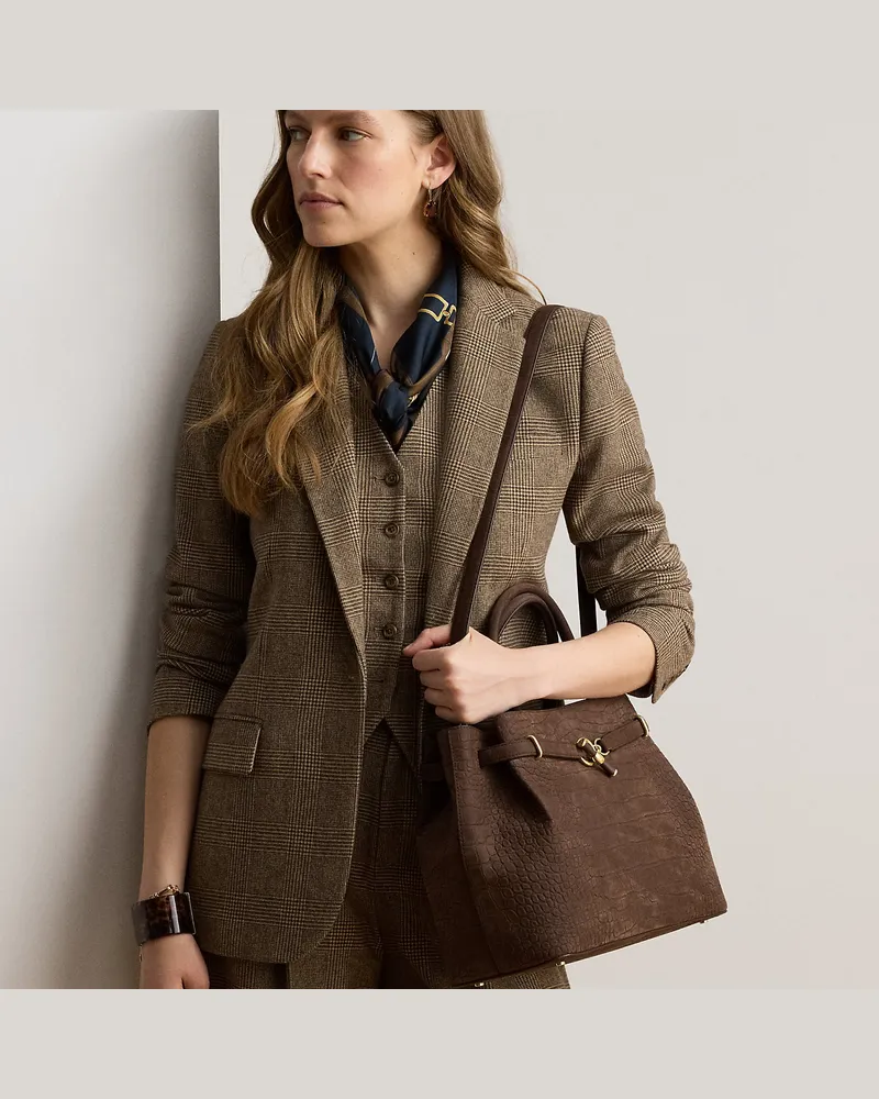 Ralph Lauren Große Umhängetasche Blaike aus Nubuk Brown