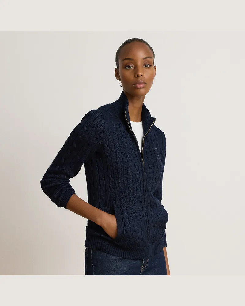 Ralph Lauren Strickjacke mit Zopfmuster Blue