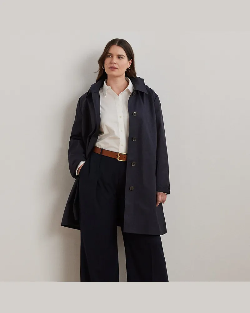 Ralph Lauren Plus Größen - Balmacaan-Mantel mit Kapuze Blue