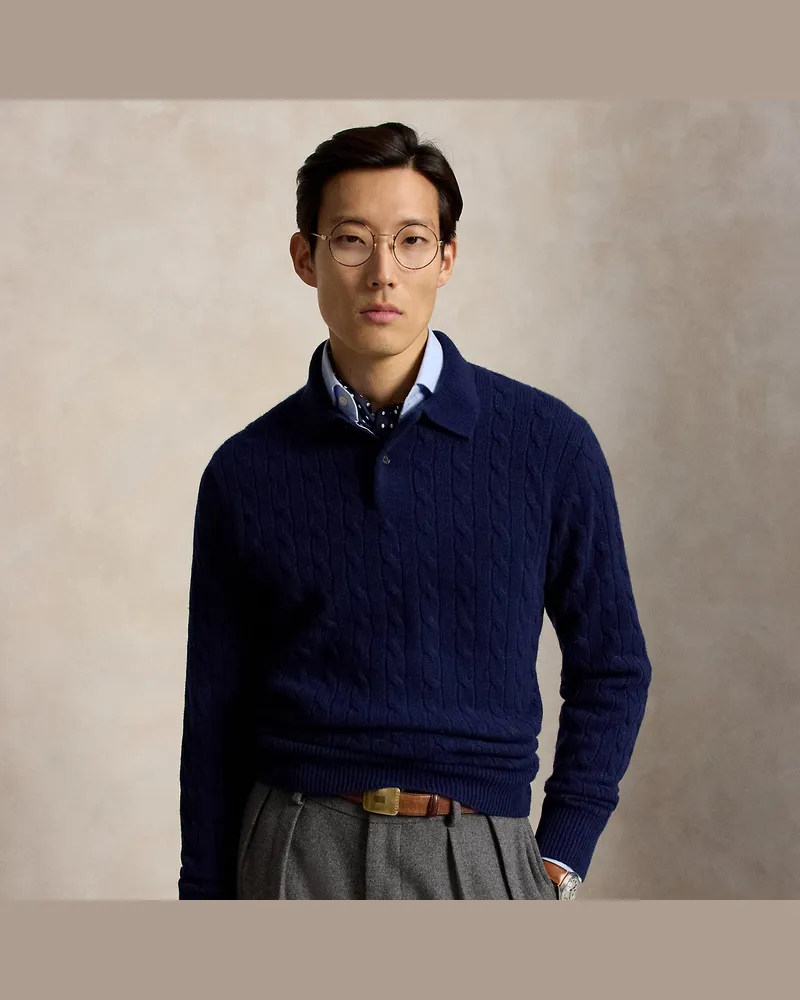 Ralph Lauren Kaschmirpullover mit Zopfmuster Blue