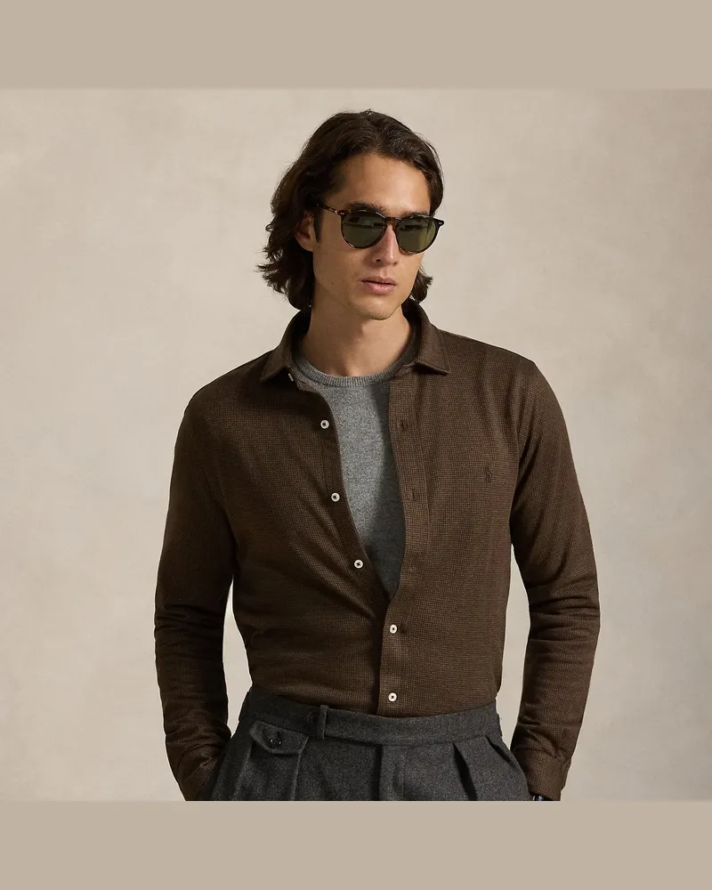 Ralph Lauren Hahnentritt-Jerseyhemd mit Kragen Brown