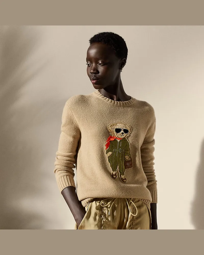 Ralph Lauren Kaschmirpullover mit Aviator Polo Bear Tan