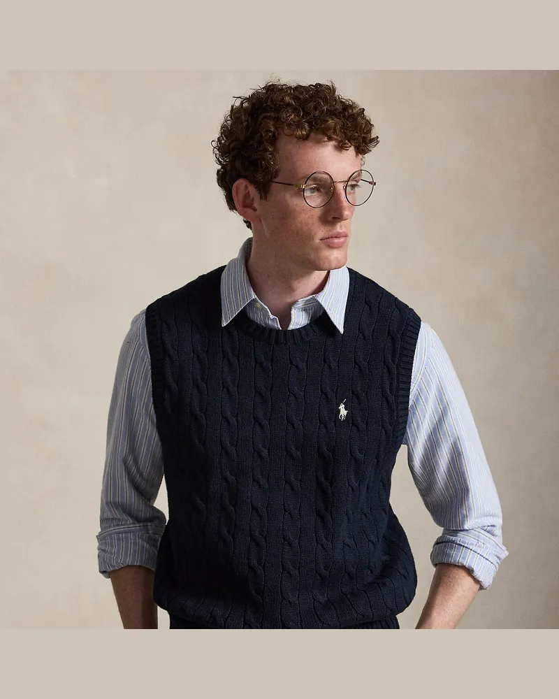 Ralph Lauren Baumwollpullunder mit Zopfmuster Blue