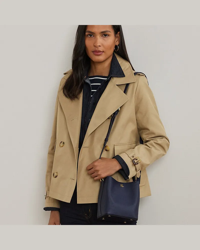 Ralph Lauren Kleine Schraffurleder-Beuteltasche Reese Blue