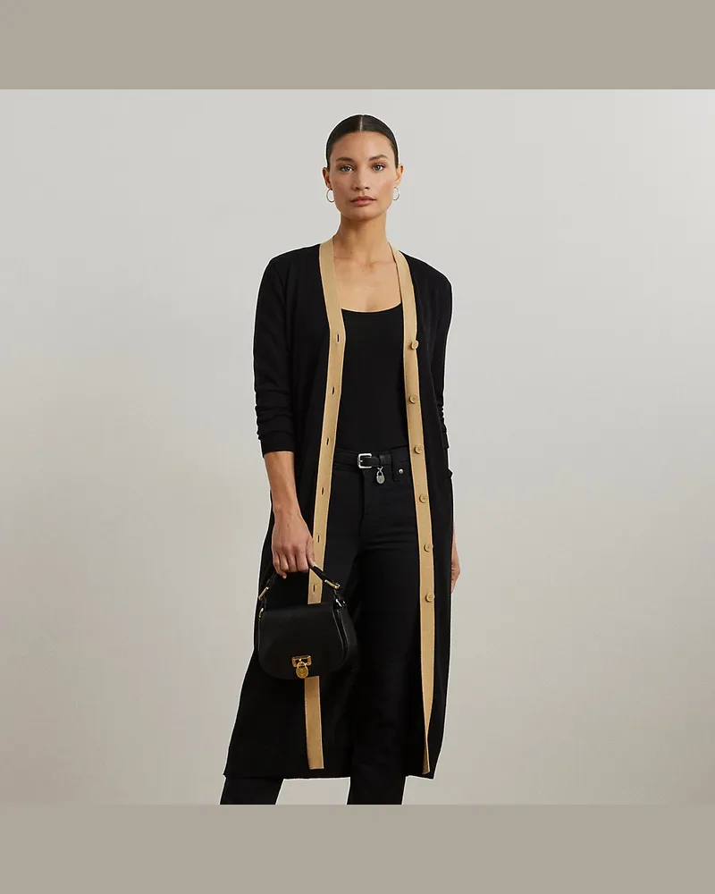 Ralph Lauren Zweifarbige Strickjacke mit Baumwolle Black