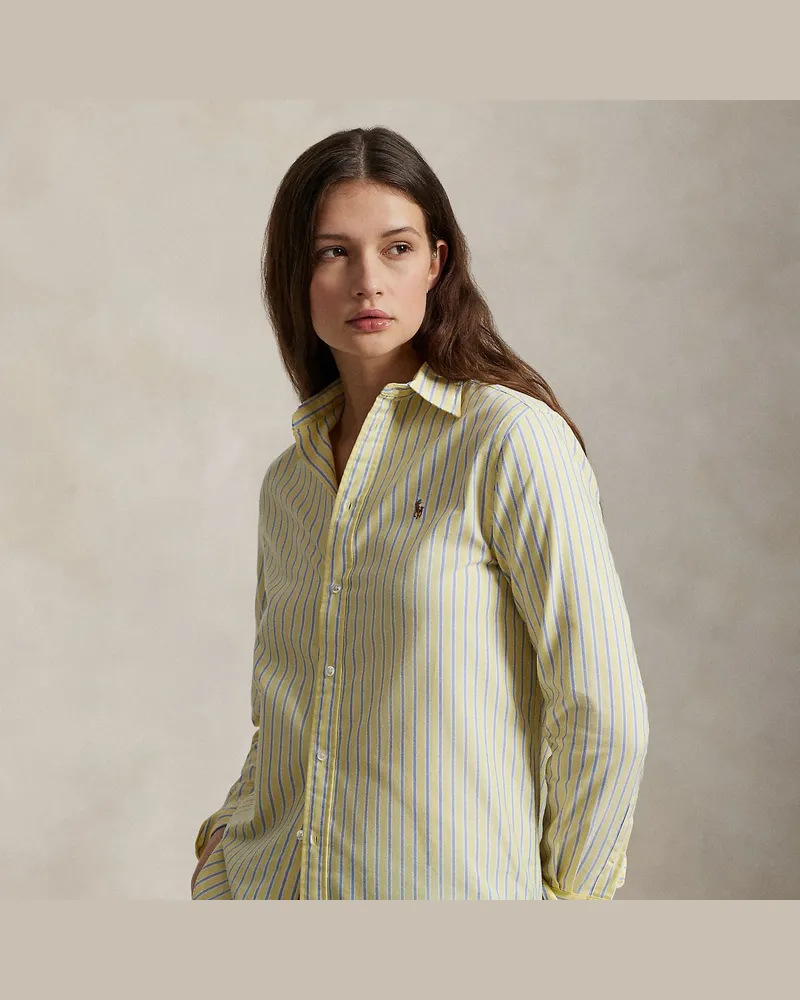 Ralph Lauren Gestreiftes Baumwoll-Oxfordhemd Yellow