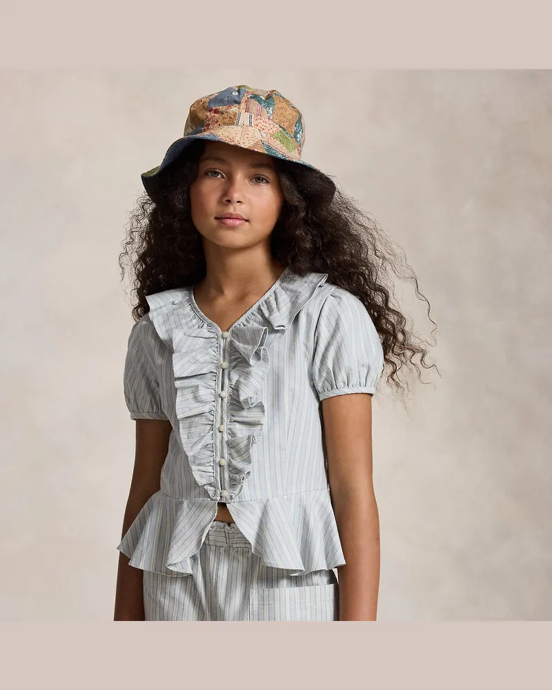 Ralph Lauren Gestreiftes Oxfordhemd mit Rüschen Multi
