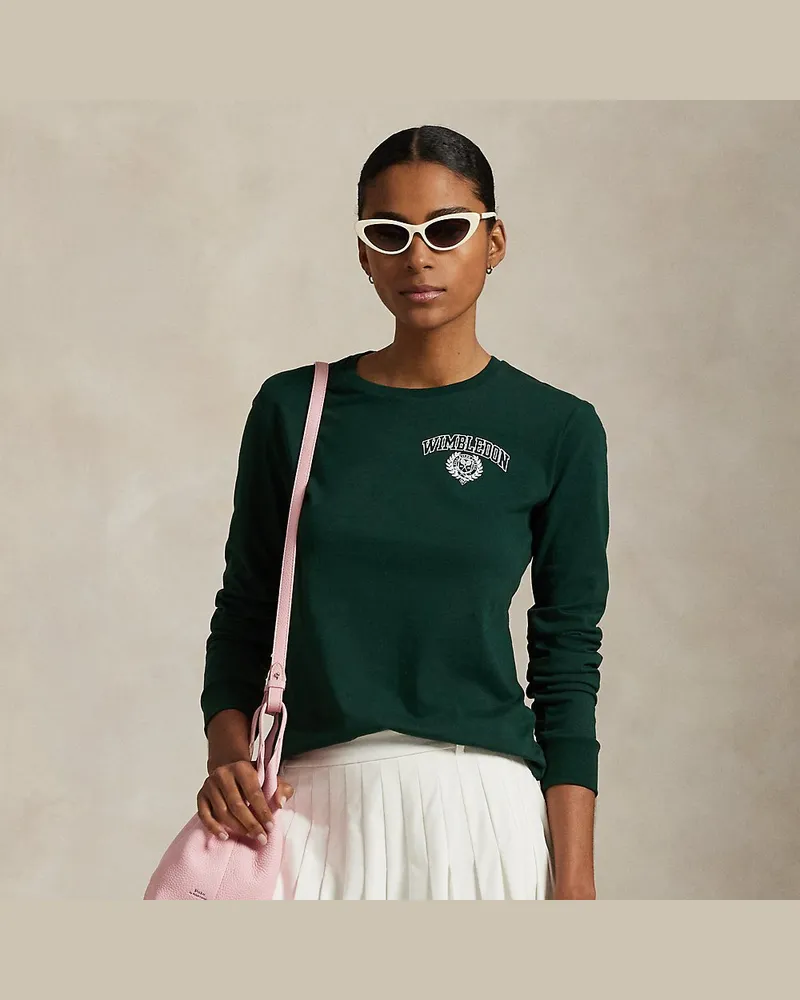 Ralph Lauren Langarm-T-Shirt Wimbledon mit Wappen Green